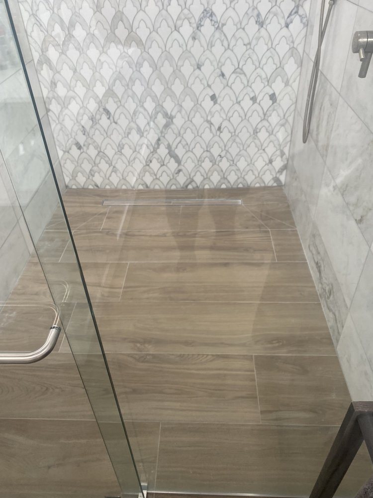 Marble walk-in shower